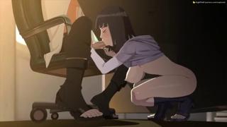 Cum-guzzling 2D minx blowing her boss's throbbing dong discreetly under his wooden desk