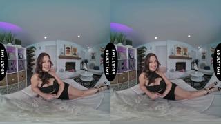 Two dirty freaks bang Scarlett's tits in VR before devouring each other's thick cocks