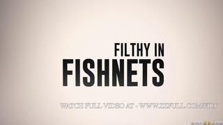 Brigitte B gets her nasty on in fishnets, getting wild and sloppy