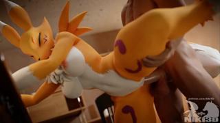 Renamon takes it hard and deep, creampie and all, in raunchy animated flip