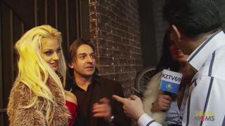 Blonde bombshell anchors extreme gangbang with journalist, camera rolling