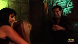 Blonde bombshell scores taboo barber shop booty with three cocks at once