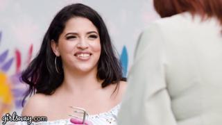 Gabriela's Slick Ride Fuels Milf-next-door's Thirst-quenching Tongue Tease