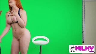 To bag the gig, gotta blow me, babe! Fiery redhead auditions for your TV tryout