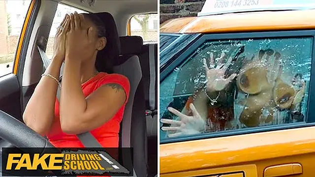 Newbie babe learns fast lane with instructor’s expert tongue in ’Fake Driving School’ debut