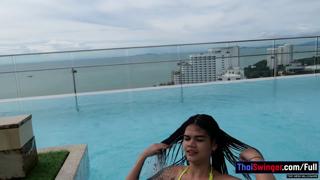 Alluring Thai Airbnb hostess flaunts massive booty, seduces poolside lover in steamy tryst
