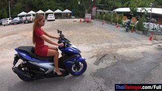Throat-Rattling Hardcore with Big Round Thai GF on a Motobike