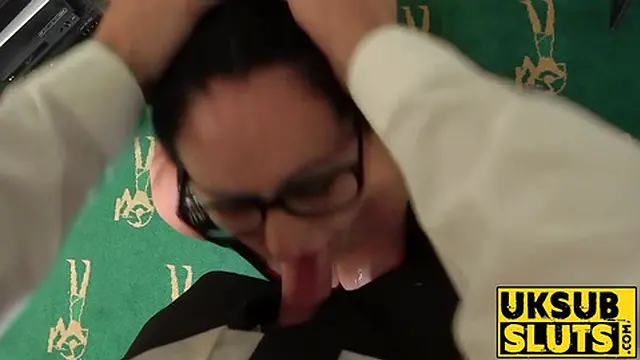 UKSubSluts com - Horny bitch's cock slapping and doggy styling with gagging