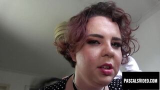 Curvy babe in stockings slapped and fucked hard