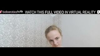 Solo brunette with big tits Lassie masturbates on the couch with a vibrator,in VR.