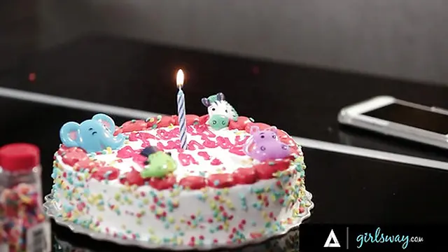 GIRLSWAY - Angela White Slurps Whipped Cream on Eva Lovia’s Ass🍑 for Birthday Pleasure