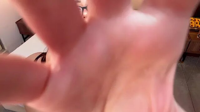 Young Latina shows off her enormous behind and knockers in a striptease