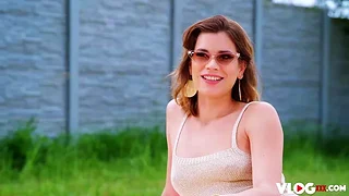 Petite Ada Lapiedra enjoys intimate outdoor session with big cock